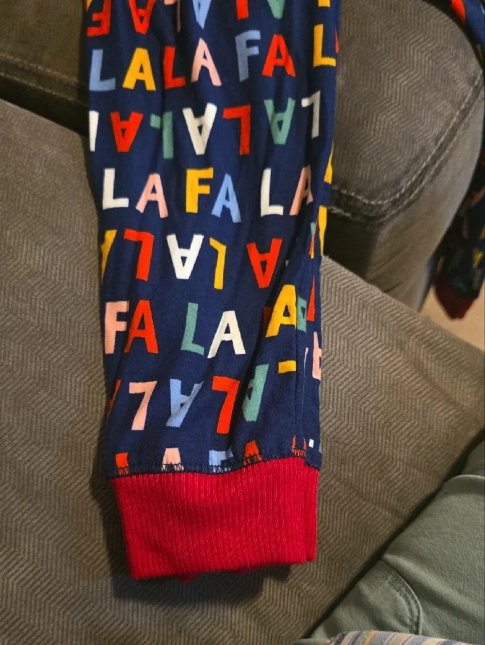 Derek Heart Navy Pajama Set with Multicolor 'FALA' Letter Print